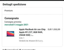 MacBook Air 13" Retina 256 GB Grigio Siderale
