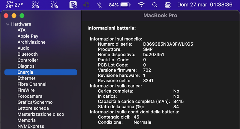 MacBook Pro 15" Retina 512 GB Argento