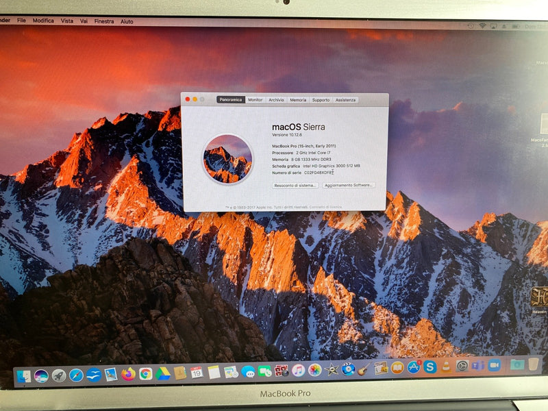 MacBook Pro 15" 1 TB Argento